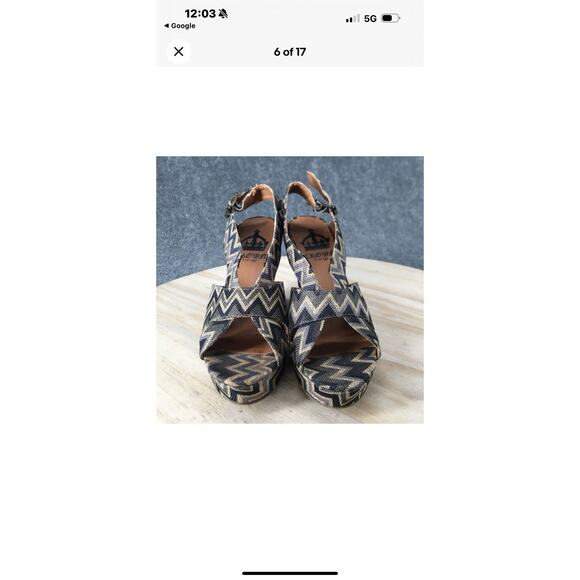 Crown Vintage Heels Womens 8.5 Peep Toe Platform Wedge Slingback Western Boho - Picture 4 of 6